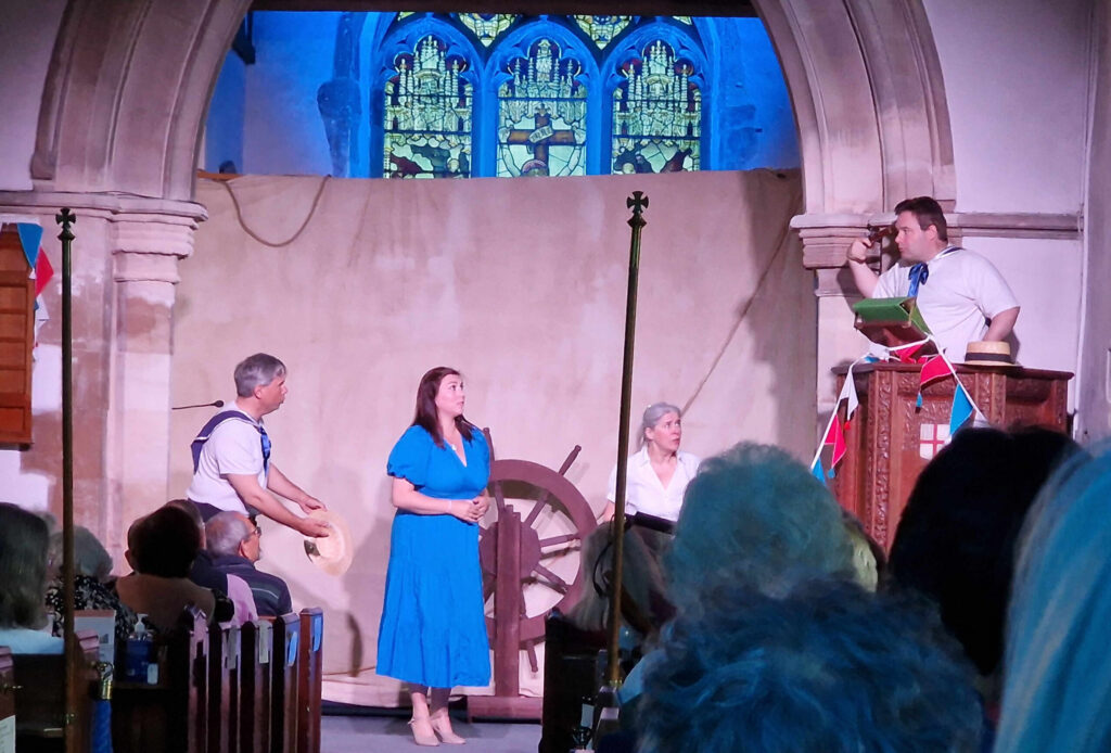 Jordan Bell, Louisa Alice-Rose, Caroline Graham and Russell Painter in a scene from HMS Pinfaore